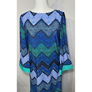 Eliza J Shift Dress NWT Size 8‎ Bell sleeves Chevron Retro